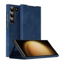 For Samsung Galaxy S23+ 5G Magnetic Napa Texture Leather Phone Case with Holder(Blue)