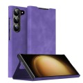 For Samsung Galaxy S23+ 5G Magnetic Napa Texture Leather Phone Case with Holder(Purple)