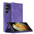 For Samsung Galaxy S21 Ultra 5G Magnetic Napa Texture Leather Phone Case with Holder(Purple)