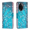 For Honor 100 Pro Colored Drawing Pattern Leather Phone Case(Plum Blossom)