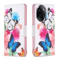 For Honor 100 Pro Colored Drawing Pattern Leather Phone Case(Butterflies)