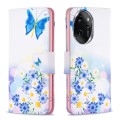 For Honor 100 Pro Colored Drawing Pattern Leather Phone Case(Butterfly Love)