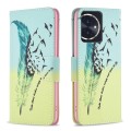 For Honor 100 Colored Drawing Pattern Leather Phone Case(Feather)