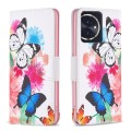 For Honor 100 Colored Drawing Pattern Leather Phone Case(Butterflies)