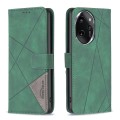 For Honor 100 Pro Magnetic Buckle Rhombus Texture Leather Phone Case(Green)