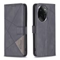 For Honor 100 Pro Magnetic Buckle Rhombus Texture Leather Phone Case(Black)