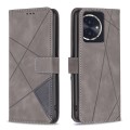 For Honor 100 Magnetic Buckle Rhombus Texture Leather Phone Case(Grey)