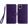 For Samsung Galaxy A12 5G Tree Birds Embossed Pattern Leather Phone Case(Purple)