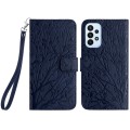 For Samsung Galaxy A23 Tree Birds Embossed Pattern Leather Phone Case(Blue)