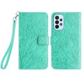 For Samsung Galaxy A52 5G Tree Birds Embossed Pattern Leather Phone Case(Green)