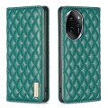 For Honor 100 Pro Diamond Lattice Magnetic Leather Flip Phone Case(Green)