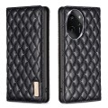 For Honor 100 Pro Diamond Lattice Magnetic Leather Flip Phone Case(Black)