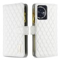 For Honor 100 Diamond Lattice Zipper Wallet Leather Flip Phone Case(White)