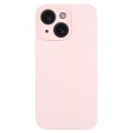 For iPhone 15 Plus Pure Color Liquid Silicone Fine Pore Phone Case(Grey Pink)