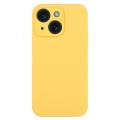 For iPhone 15 Pure Color Liquid Silicone Fine Pore Phone Case(Yellow)