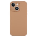 For iPhone 14 Plus Pure Color Liquid Silicone Fine Pore Phone Case(Light Brown)
