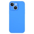 For iPhone 14 Pure Color Liquid Silicone Fine Pore Phone Case(Lake Blue)