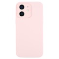 For iPhone 12 Pure Color Liquid Silicone Fine Pore Phone Case(Grey Pink)