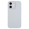 For iPhone 12 Pure Color Liquid Silicone Fine Pore Phone Case(Grey Blue)