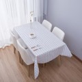 137x152cm Home Tablecloth No-wash PVC Coffee Table Cloth(White Plaid)