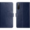 For Sony Xperia 10 VI Y-shaped Pattern Flip Leather Phone Case(Blue)