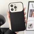 For iPhone 15 Pro Max Liquid Silicone Phone Case(Black + Beige)