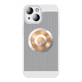 For iPhone 14 Plus Honeycomb Hole Copper Cooling Phone Case with Lens Film(Silver)