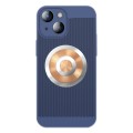 For iPhone 14 Honeycomb Hole Copper Cooling Phone Case with Lens Film(Blue)
