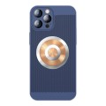 For iPhone 14 Pro Honeycomb Hole Copper Cooling Phone Case with Lens Film(Blue)
