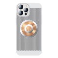 For iPhone 14 Pro Honeycomb Hole Copper Cooling Phone Case with Lens Film(Silver)