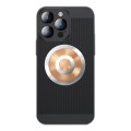 For iPhone 14 Pro Max Honeycomb Hole Copper Cooling Phone Case with Lens Film(Black)