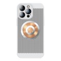 For iPhone 14 Pro Max Honeycomb Hole Copper Cooling Phone Case with Lens Film(Silver)