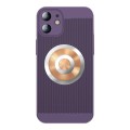 For iPhone 12 Honeycomb Hole Copper Cooling Phone Case with Lens Film(Purple)