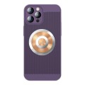 For iPhone 12 Pro Max Honeycomb Hole Copper Cooling Phone Case with Lens Film(Purple)