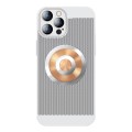 For iPhone 12 Pro Honeycomb Hole Copper Cooling Phone Case with Lens Film(Silver)