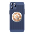 For iPhone 11 Pro Max Honeycomb Hole Copper Cooling Phone Case with Lens Film(Blue)