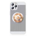 For iPhone 11 Pro Max Honeycomb Hole Copper Cooling Phone Case with Lens Film(Silver)
