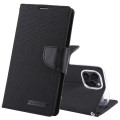 For iPhone 15 Pro GOOSPERY CANVAS DIARY Fabric Texture Flip Leather Phone Case(Black)