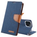For iPhone 15 Plus GOOSPERY CANVAS DIARY Fabric Texture Flip Leather Phone Case(Navy Blue)