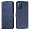 For Motorola Moto G Play 5G 2024 Stitching Calf Texture Buckle Leather Phone Case(Blue)
