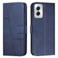 For Motorola Moto G Power 2024 Stitching Calf Texture Buckle Leather Phone Case(Blue)