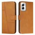 For Motorola Moto G Power 2024 Stitching Calf Texture Buckle Leather Phone Case(Yellow)