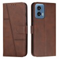 For Motorola Moto G Play 5G 2024/Moto G 5G 2024 Stitching Calf Texture Buckle Leather Phone Case(Bro