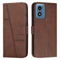 For Motorola Moto G04/G24 Stitching Calf Texture Buckle Leather Phone Case(Brown)