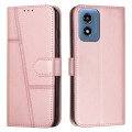 For Motorola Moto G04/G24 Stitching Calf Texture Buckle Leather Phone Case(Rose Gold)