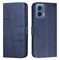 For Motorola Moto G34 5G Stitching Calf Texture Buckle Leather Phone Case(Blue)