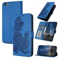 For iPhone 6 / 7 / 8 / SE 2020 Datura Flower Embossed Flip Leather Phone Case(Blue)