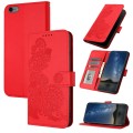 For iPhone 6 / 7 / 8 / SE 2020 Datura Flower Embossed Flip Leather Phone Case(Red)