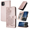 For iPhone 11 Datura Flower Embossed Flip Leather Phone Case(Rose Gold)