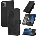 For iPhone 11 Pro Datura Flower Embossed Flip Leather Phone Case(Black)
